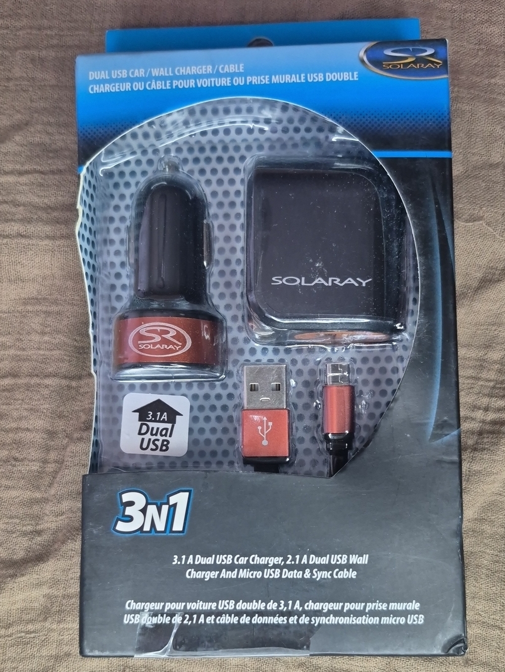 LARA 3-in-1 Dual USB Charger Kit in Black and Copper